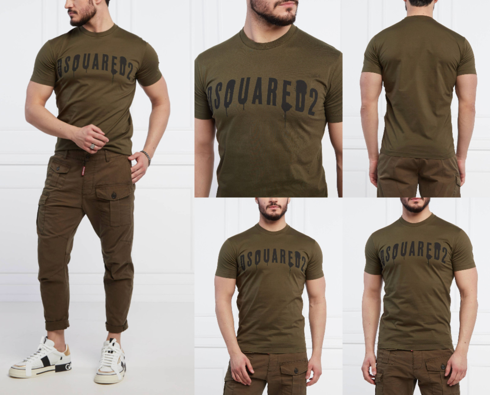 Dsquared2 Jeans Army Drip Painted T-shirt Shirt Logo Cotton Tee Top Icon Bnwt S