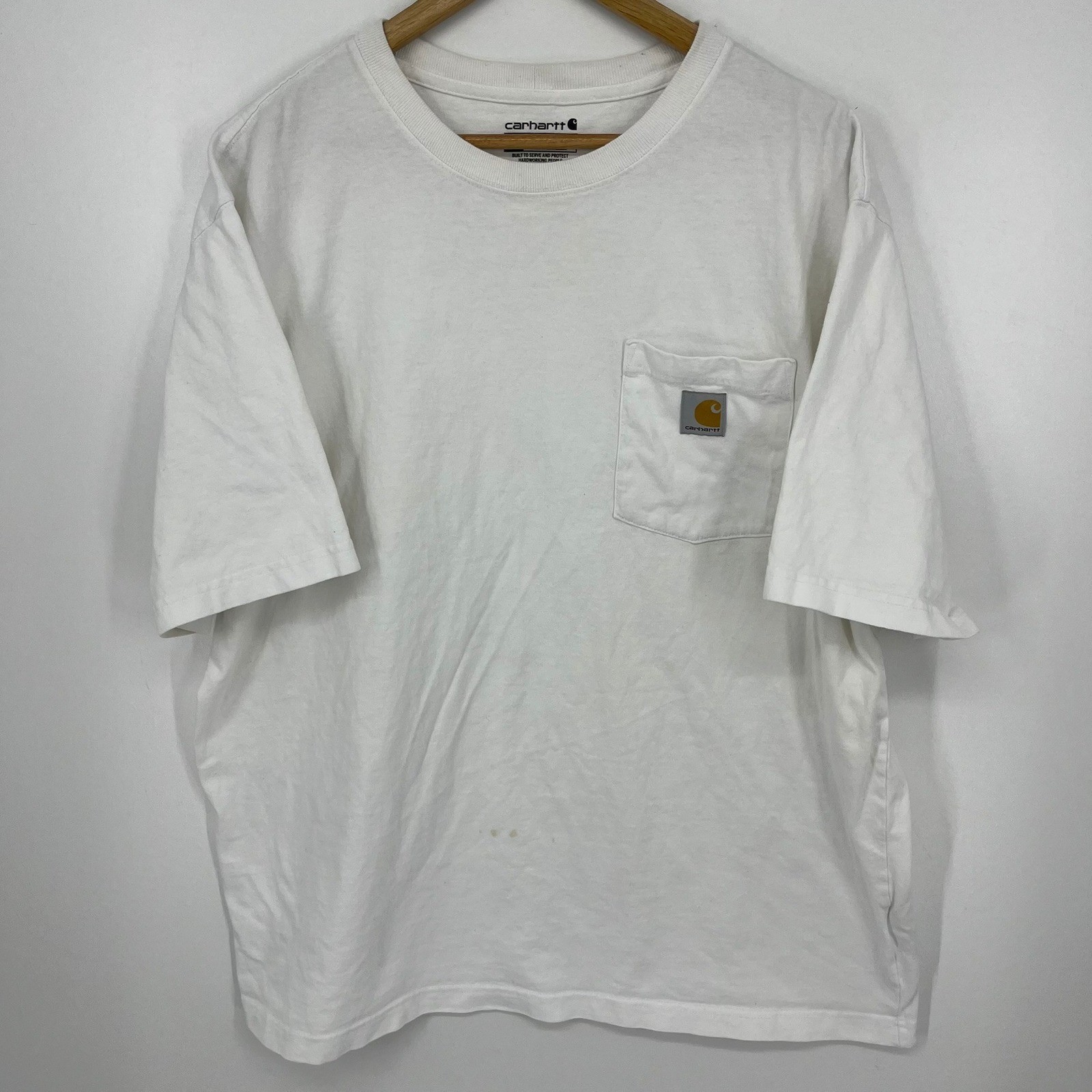 Carhartt Mens White Loose Fit K87-M Short Sleeve Pocket T-Shirt Size Large