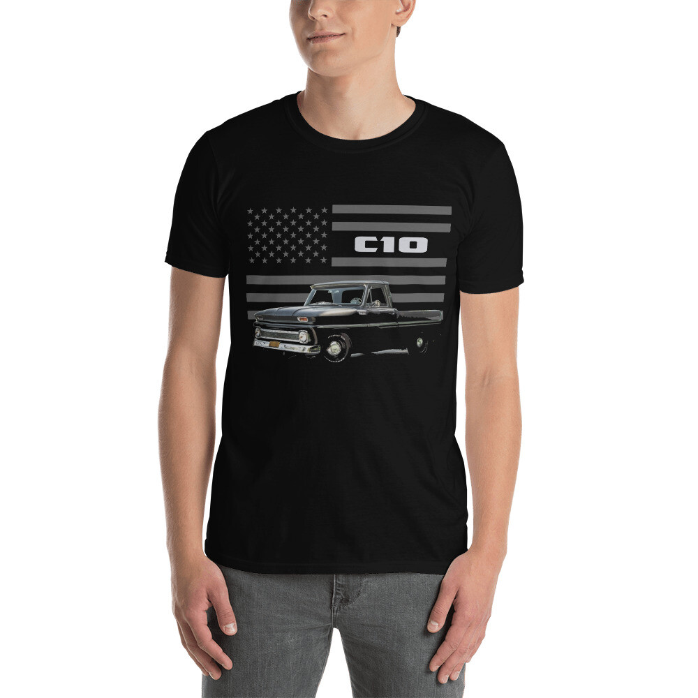 Black 1966 Chevy C10 Antique Pickup Truck Owner Gift Short-Sleeve Unisex T-Shirt
