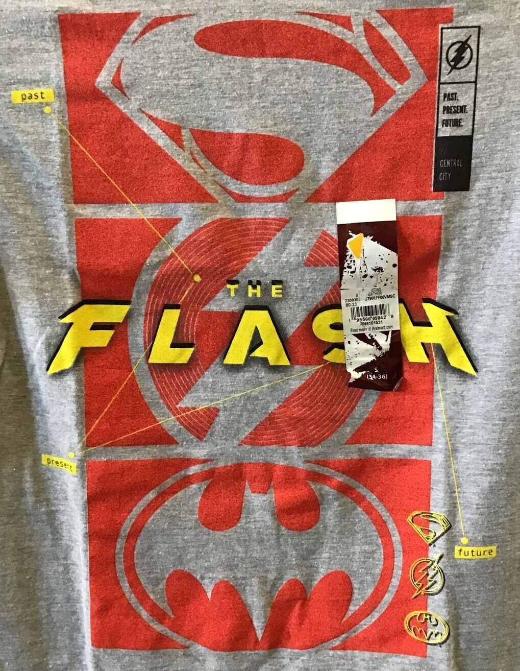 DC Comics THE FLASH Super Icons Men’s S, M, L, XL, 2X, 3XL Heathr Gray Shirt S/S