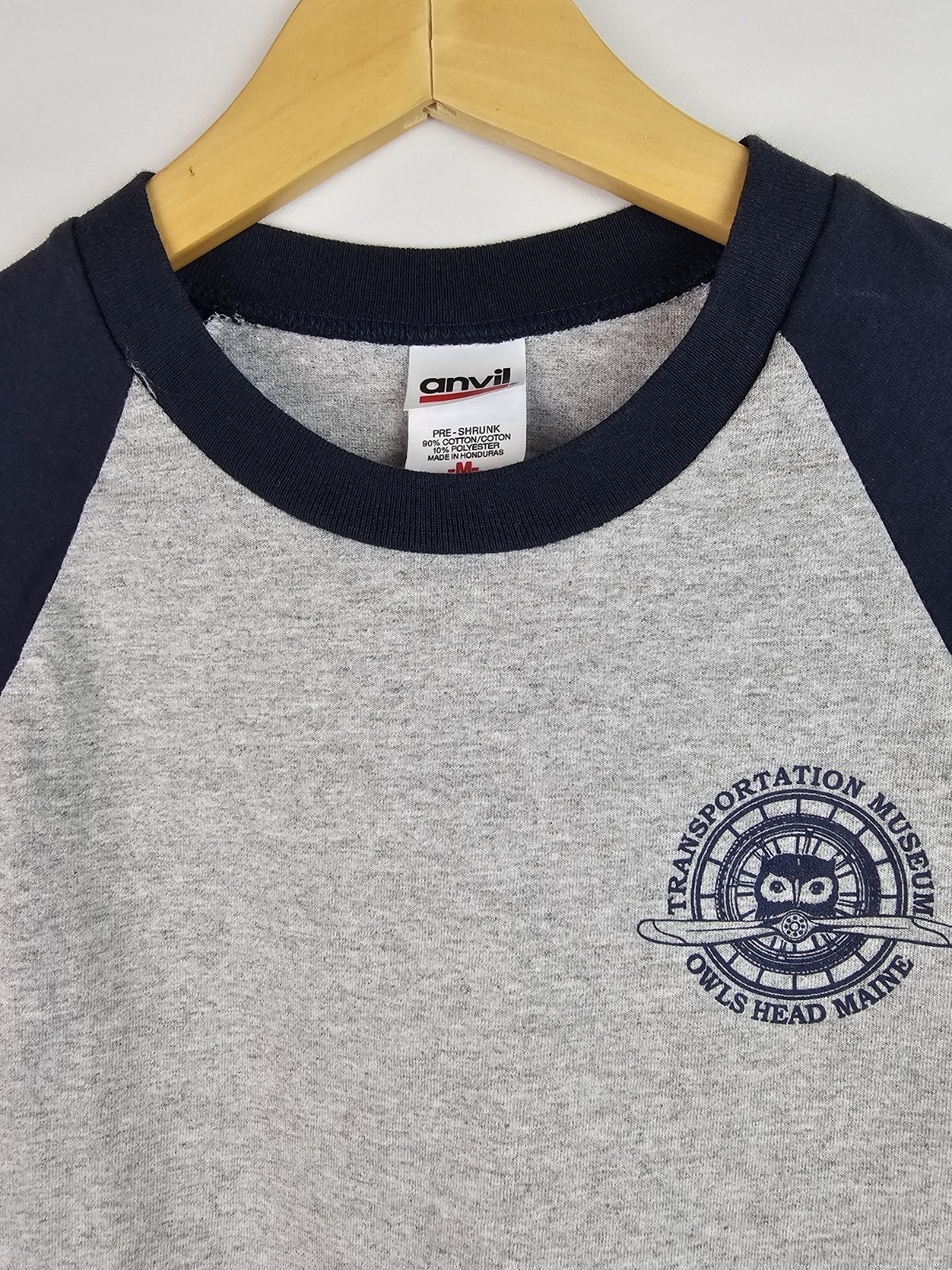 Transportation Museum Owls Head Maine Shirt Adult Medium Gray 3/4 Sleeve T-Shirt