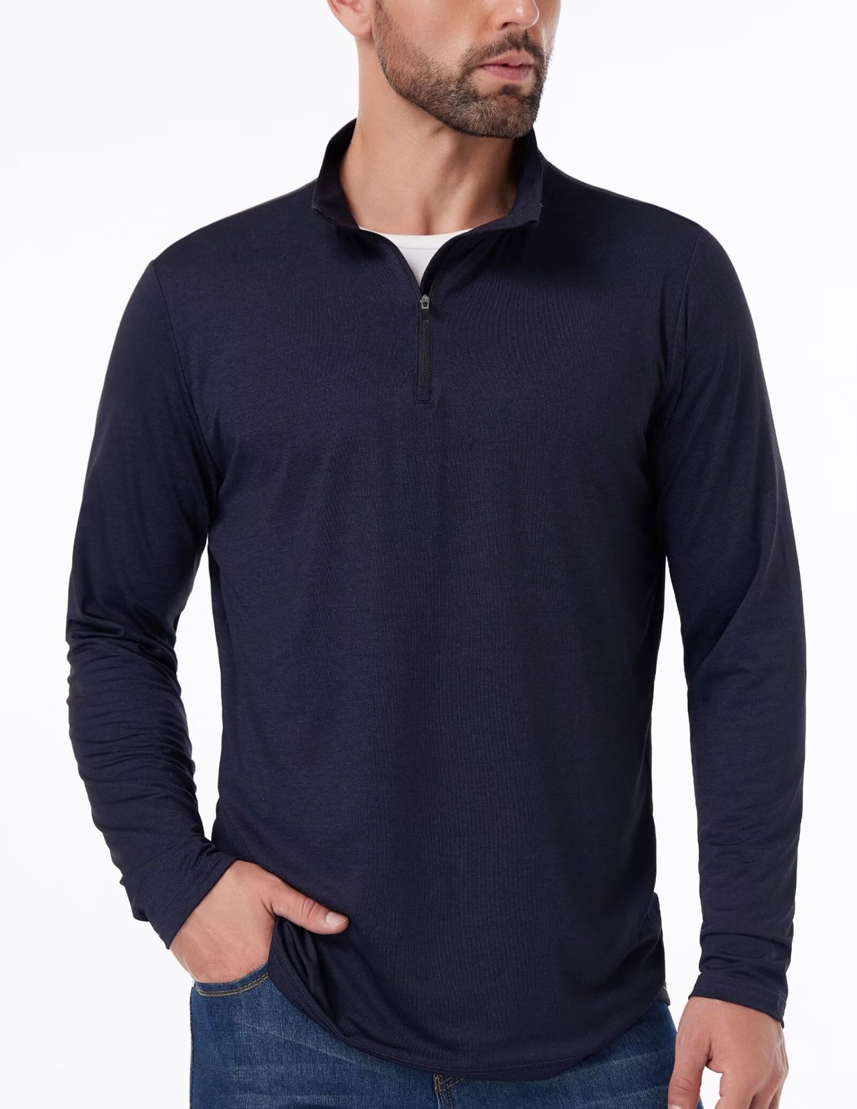 4 Pack Men’s Quarter Zip Pullover Quick Dry Active Casual Athletic Long Sleev…
