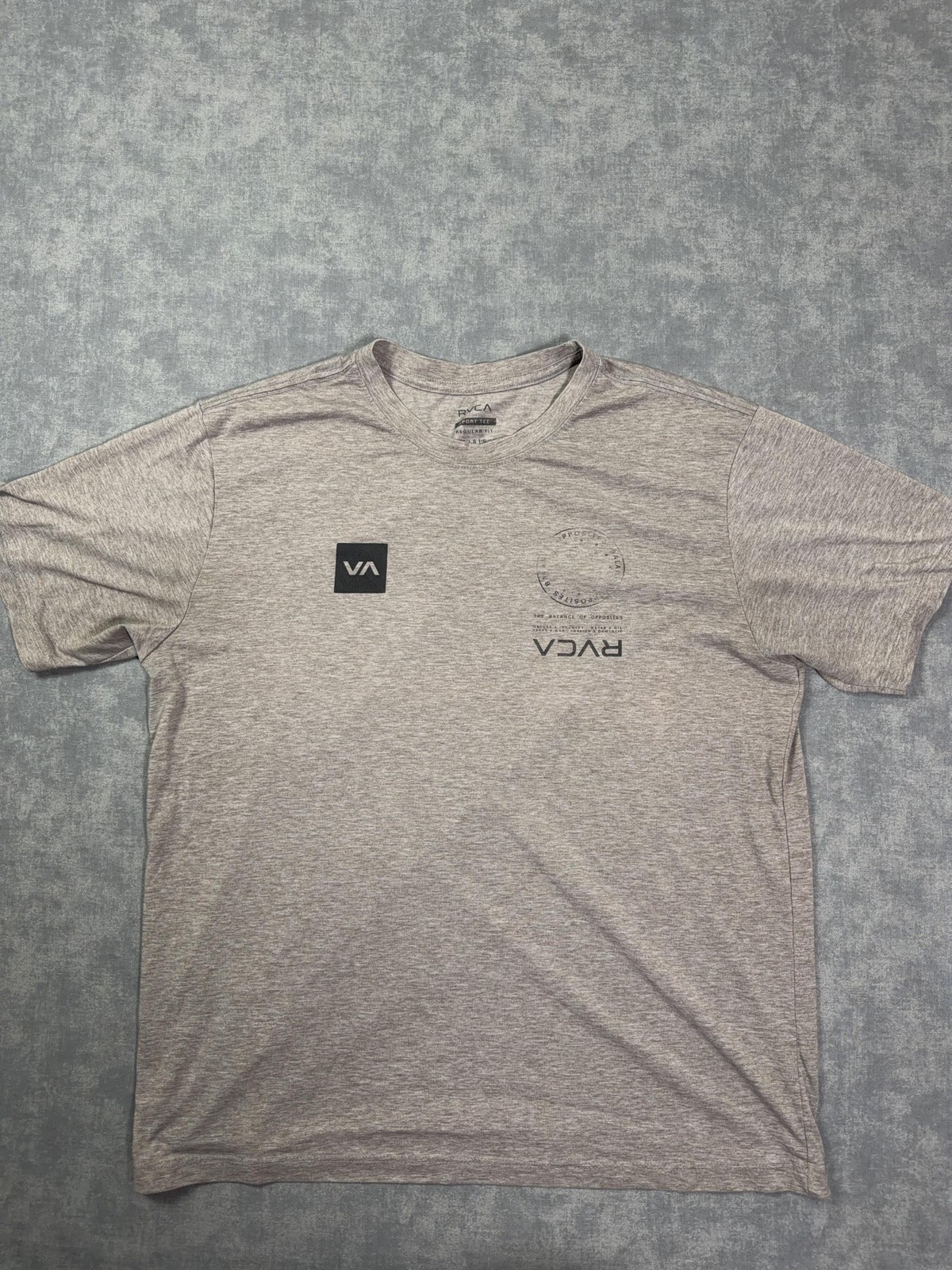 RVCA Shirt Mens L Gray Sport Tee Logo Graphic Tee Tagless VA Training Athletic