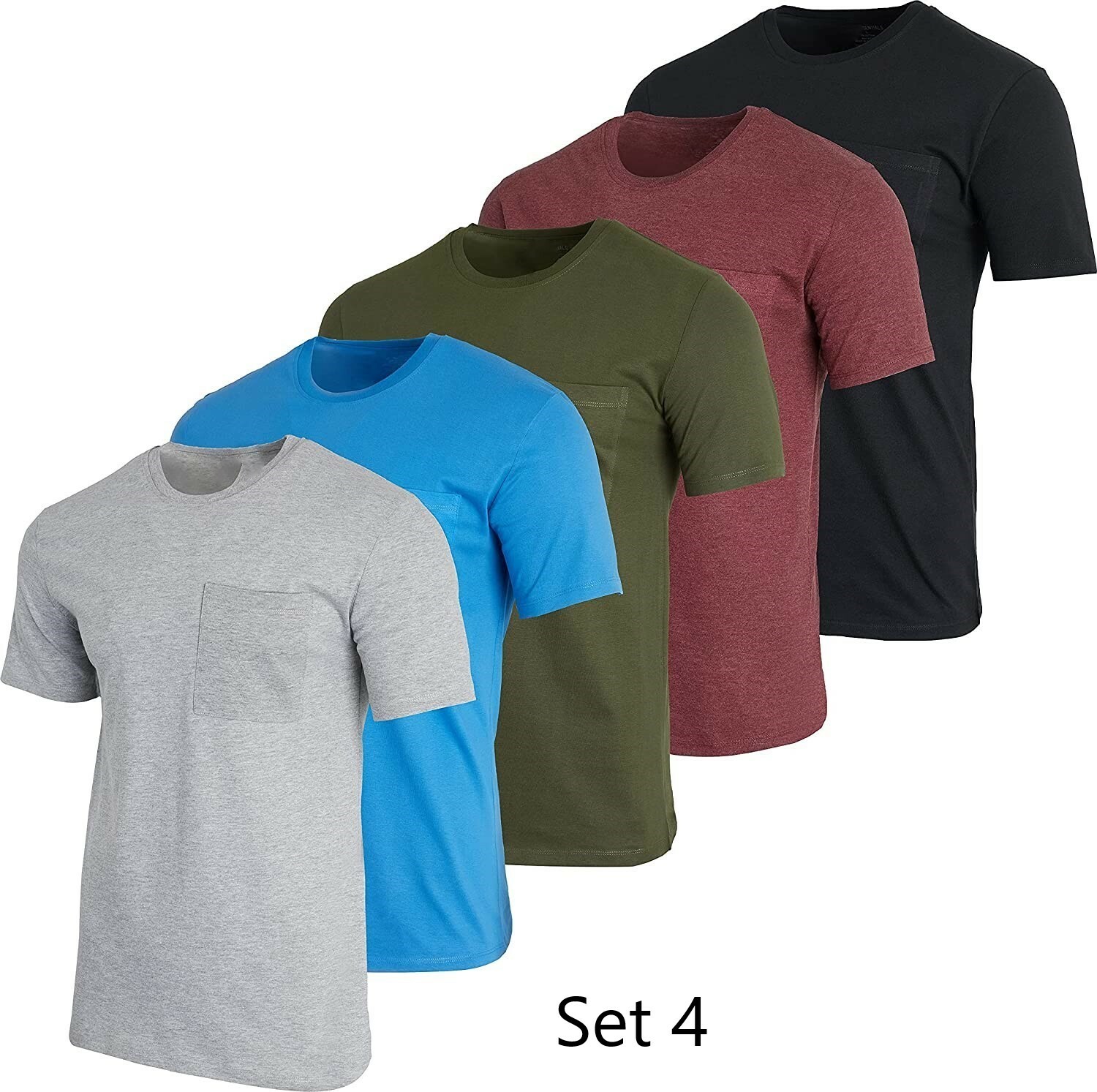 Men’s Cotton Crew Neck Pocket T-Shirts (5-Pack)