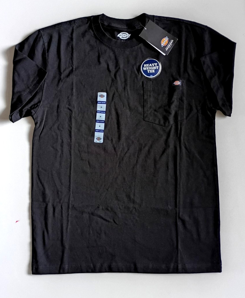 DICKIES HEAVY WEIGHT BLACK CREW NECK POCKET T SHIRT MEN’S SIZE M NWT