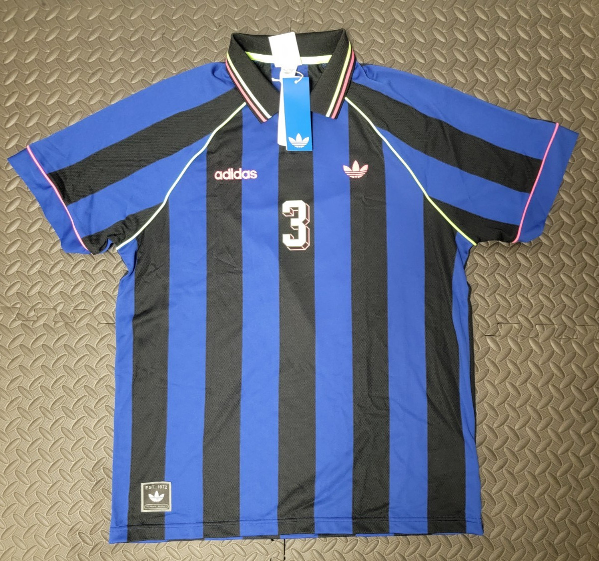 NEW MEN’S ADIDAS ORIGINALS TREFOIL STRIPE JACQUARD SHIRT ~SIZE LARGE #KD2307