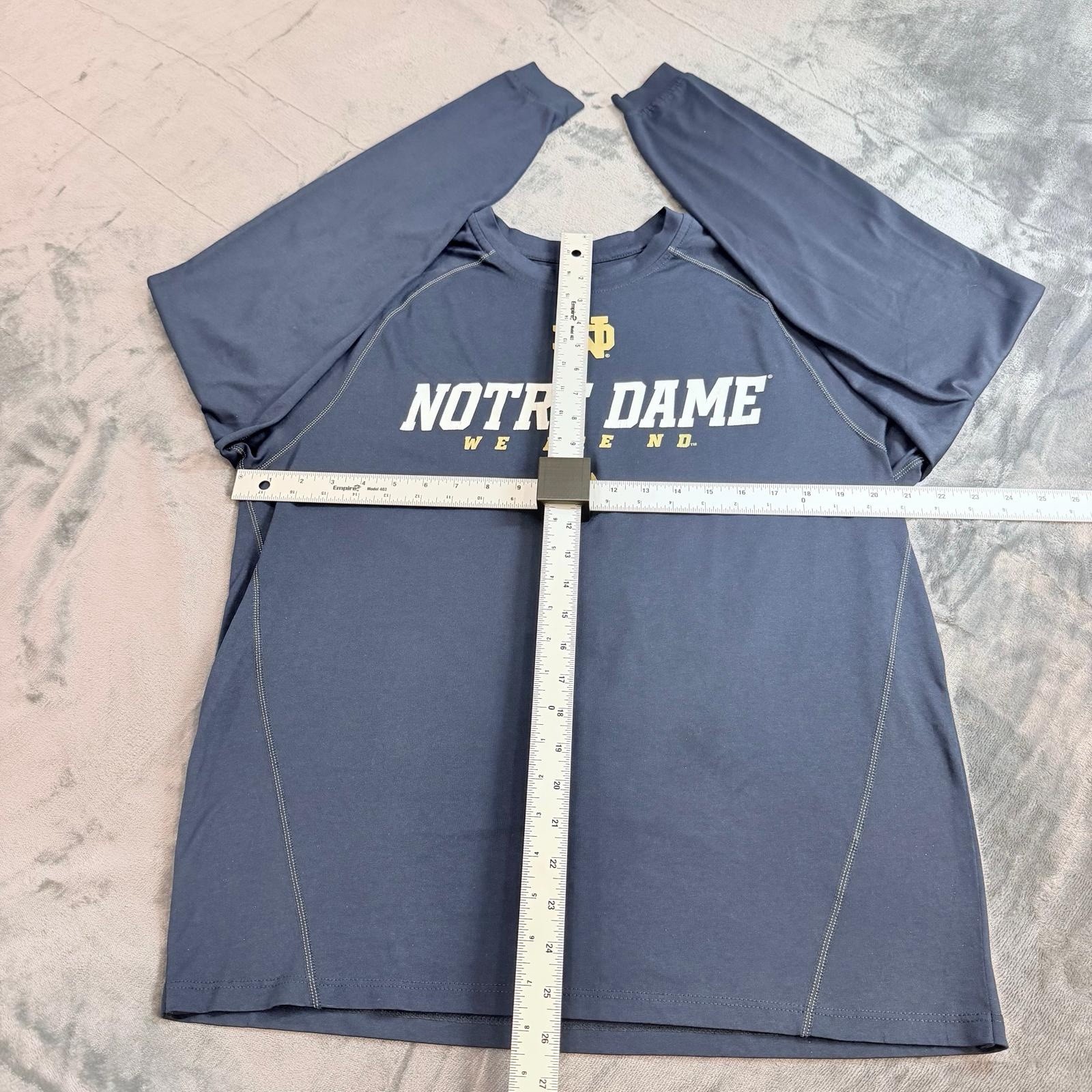 Notre Dame Adidas ClimaLite Performance Stretch Shirt Blue Sz M Mild Compression