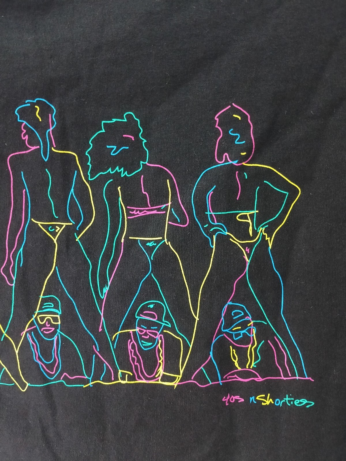 40S & Shorties Black Shirt with Multi Color Outlined Back Club Scene Size M
