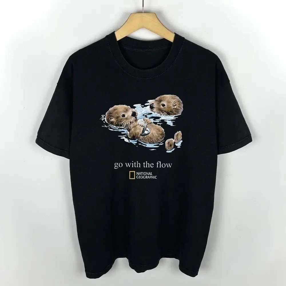 National Geographic Otter Go With The Flow Graphic reprint T-Shirt