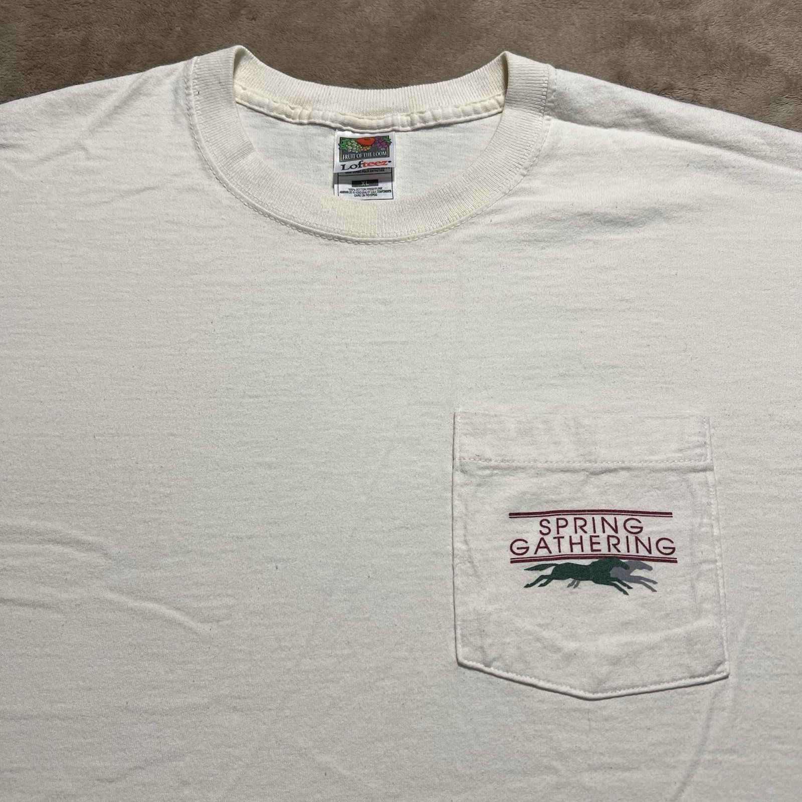 Vintage 90s Spring Gathering Pocket T Shirt XL Fruit Of The Loom USA Made Tee