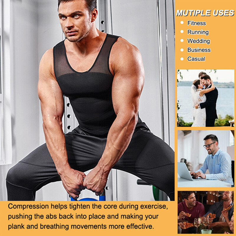 Men Gynecomastia Compression Shirts Tummy Control Body Shaper Tank Top Shapewear