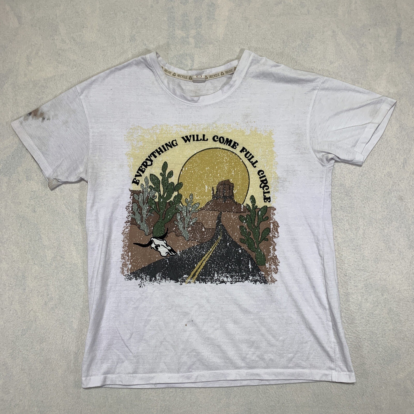 Recycle Threads T-Shirt Mens Large White Everything Will Come Full Circle