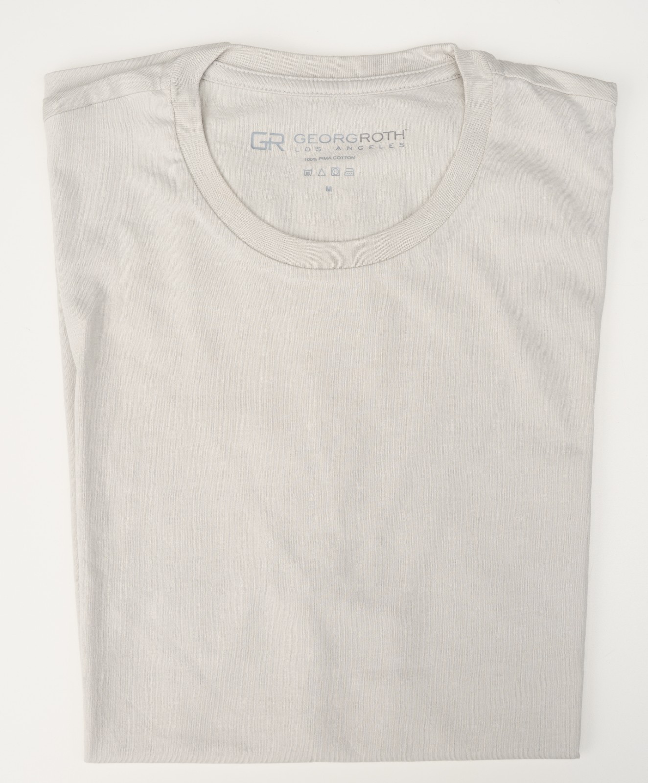 GEORGROTH GR Gray Plain T-Shirt Regular Fit Pima Stretch Lightweight Crewneck M