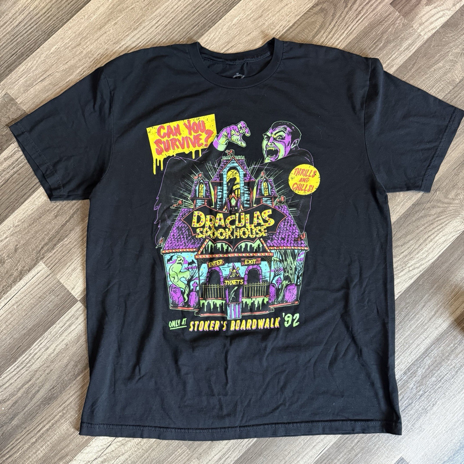 The Halloween Shirt Company Mens Black Dracula Graphic Crew Neck T-Shirt Size L