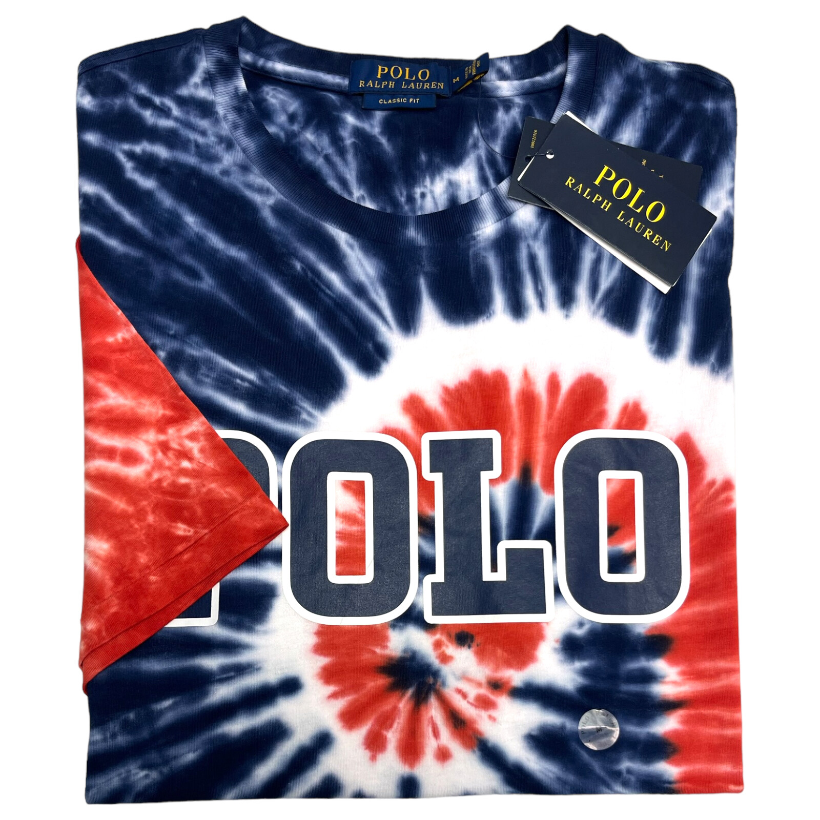 Polo Ralph Lauren Short Sleeve Tee Red White Blue Tie Dye Cotton T-Shirt $69