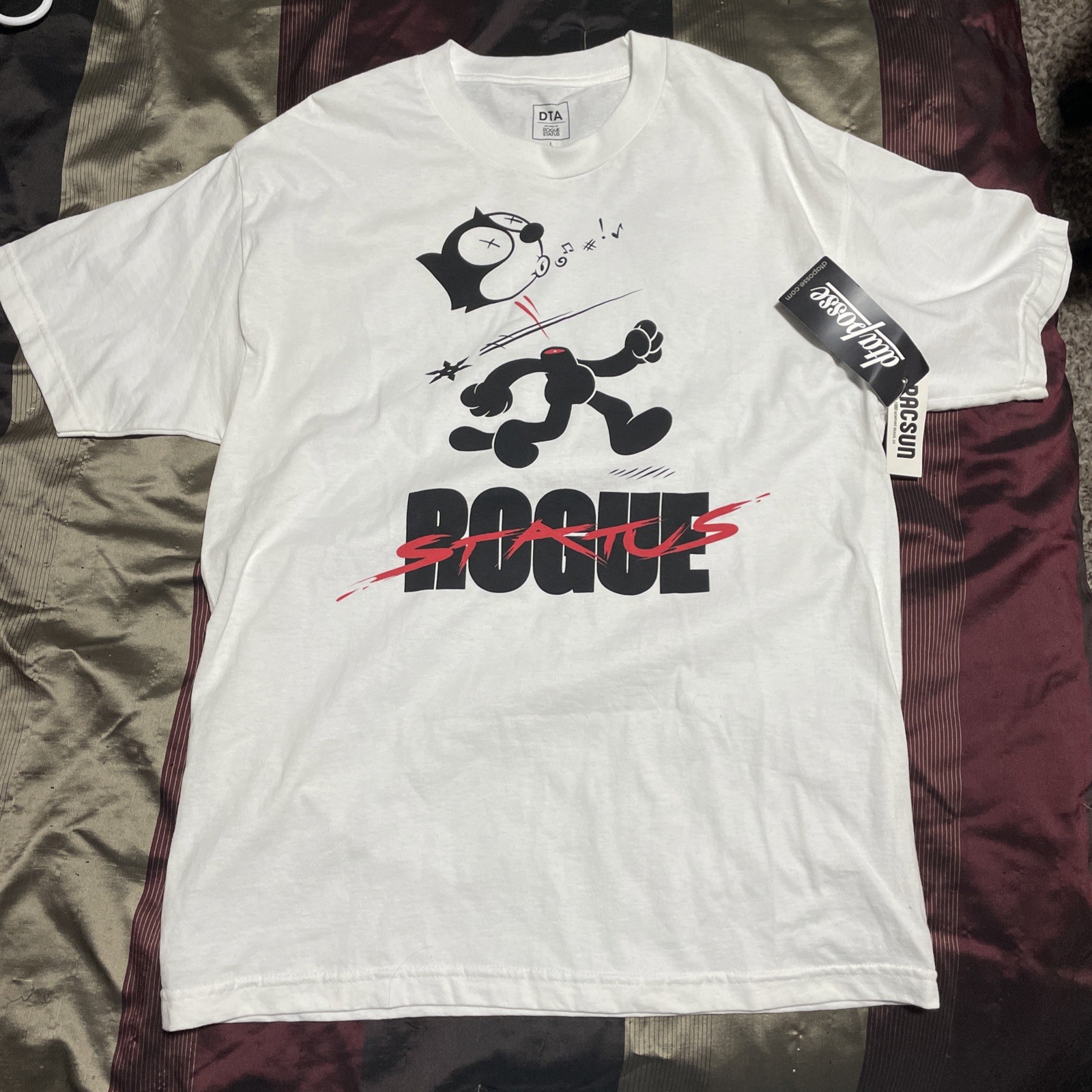 Brand New W/ Tags Felix The Cat T Shirt Rogue Status Dta Posse L Size White