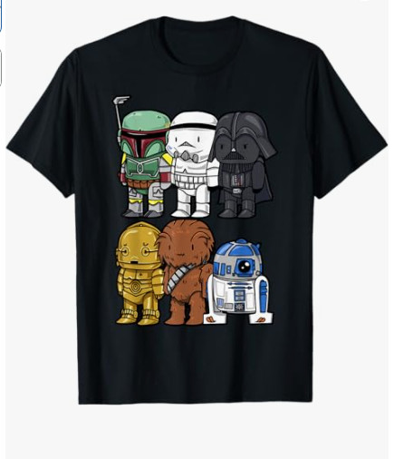 Star Wars Boba Trooper Vader Chewie Chibi Graphic T-Shirt