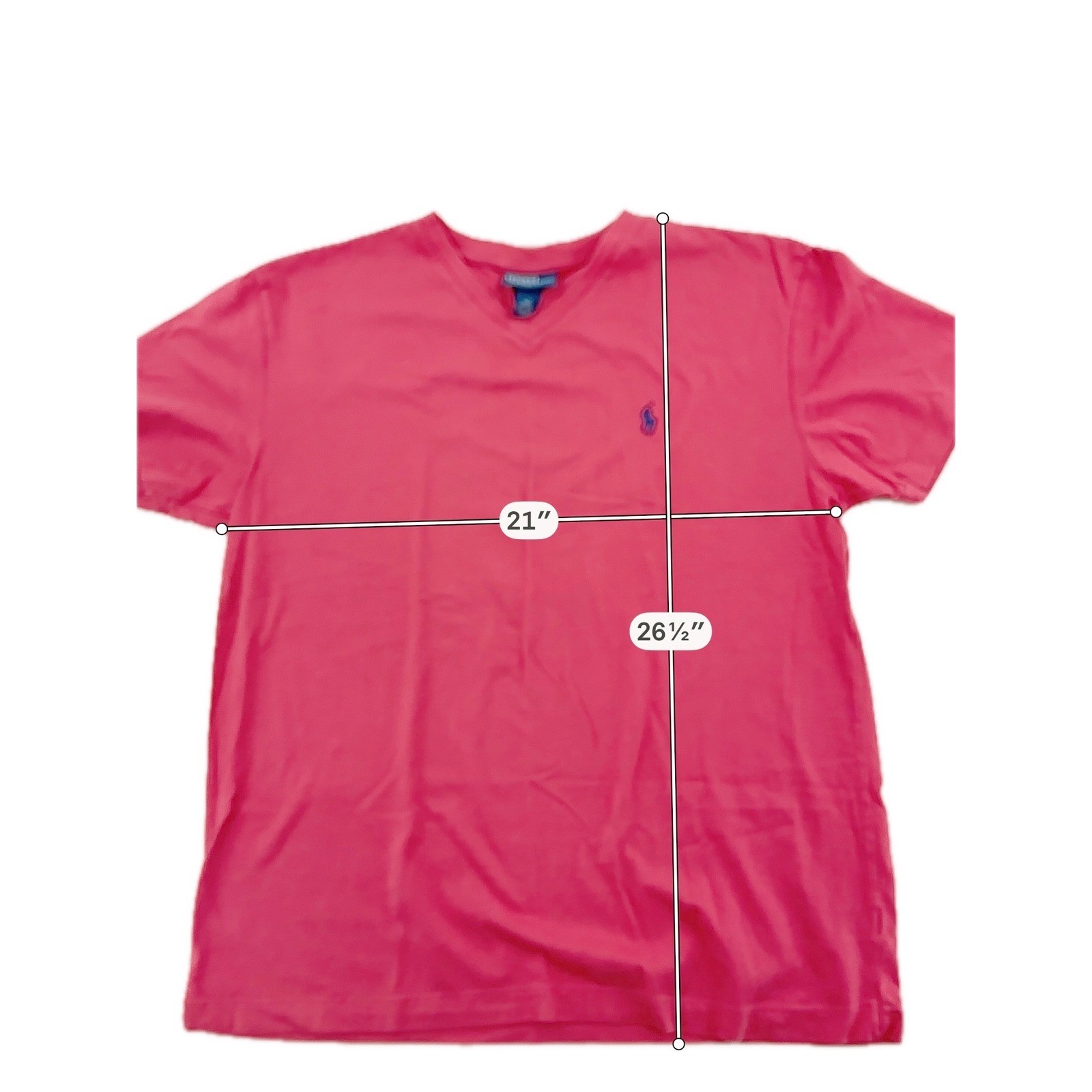 Mens Classic Polo Ralph Lauren V-Neck T-Shirt M Red Pony Logo Preppy