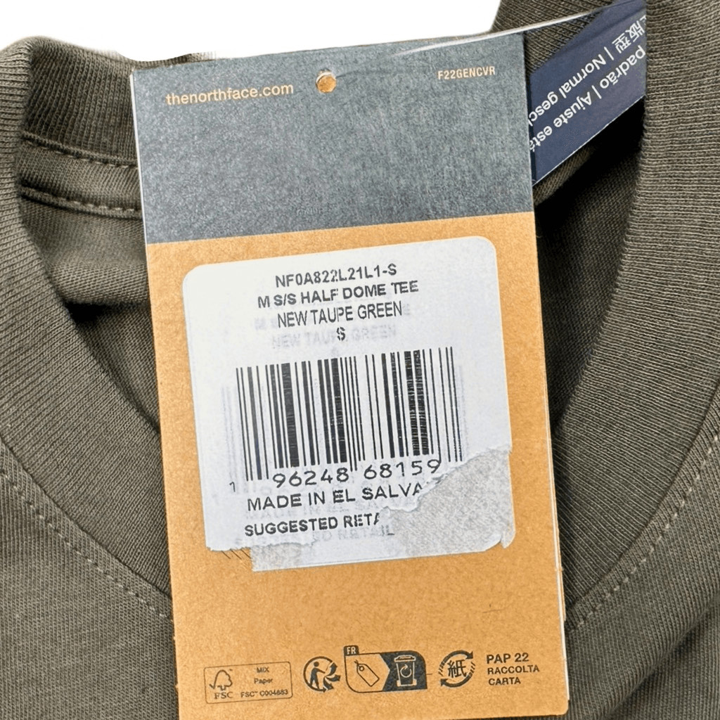The North Face Short Sleeve Half Dome Tee Size Small New Taupe Green Gorpcore