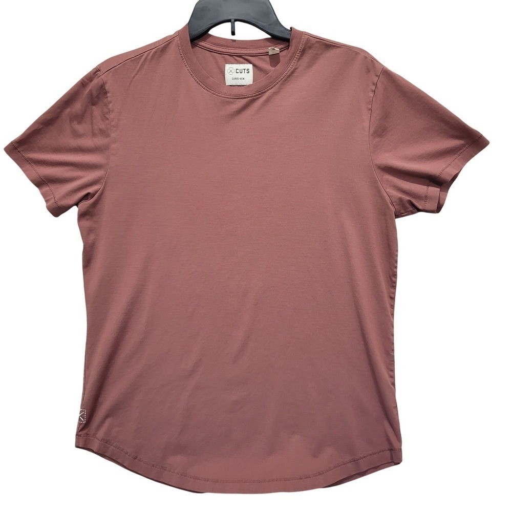Cuts Curve-Hem T-Shirt Men’s Size M Short Sleeve Casual Top Maroon