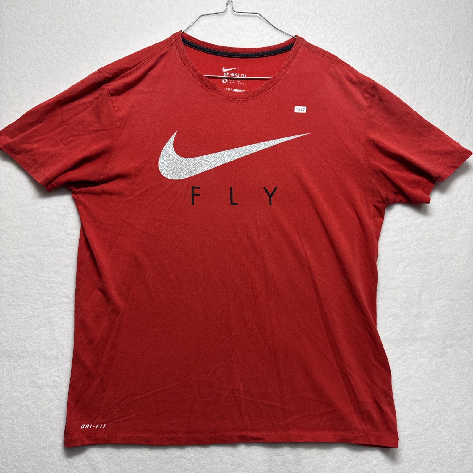 Nike Fly Shirt L Red Dri-FIT The Nike Tee Moisture Wicking Quick Drying