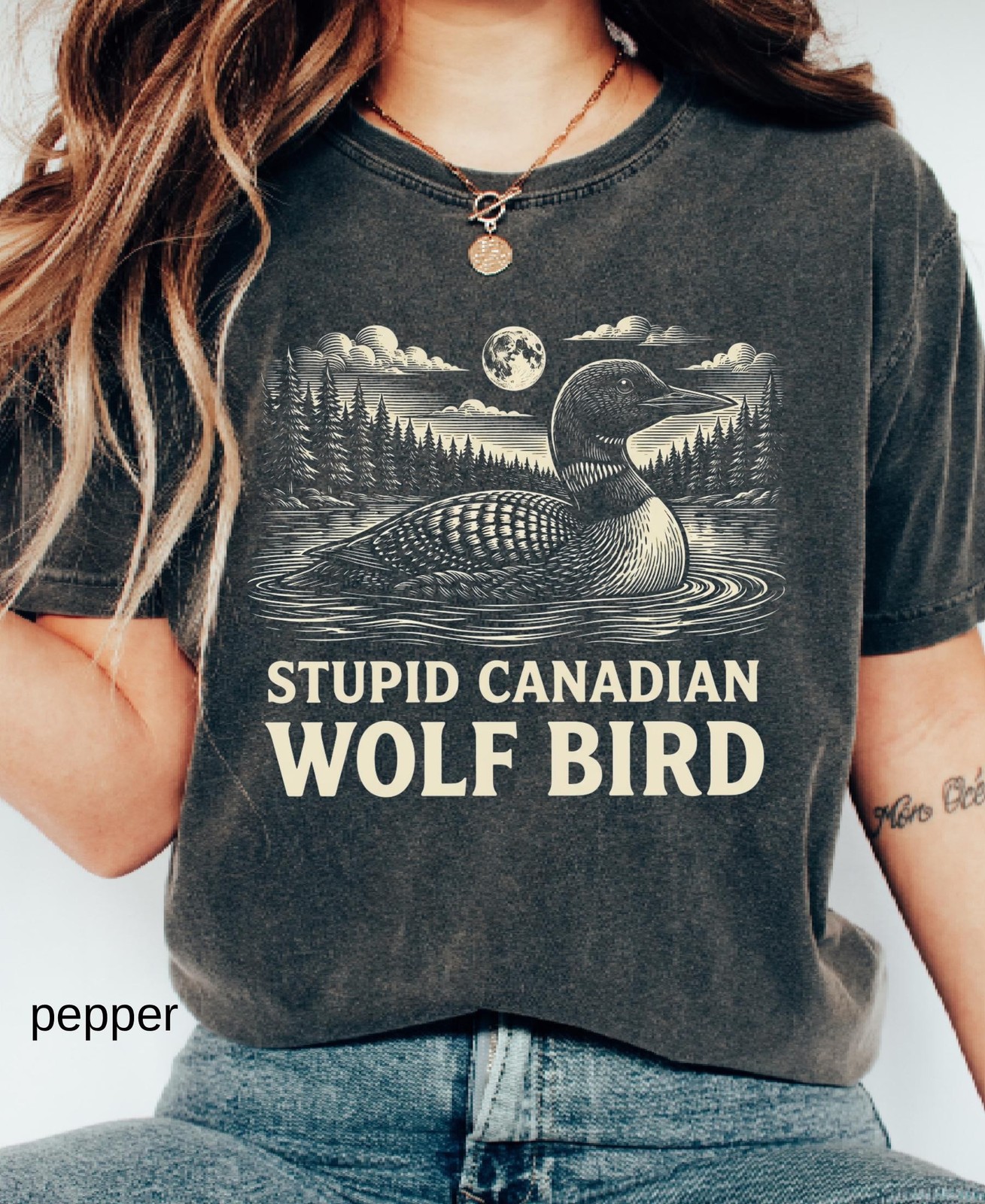 Comfort Colors Stupid Canadian Wolf Bird Shirt Sarcastic Animal Graphic Tee