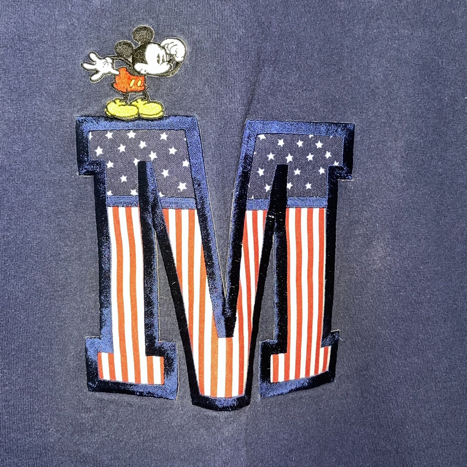 Vintage Disney Mickey Mouse t shirt single stitch felt applique one size e100