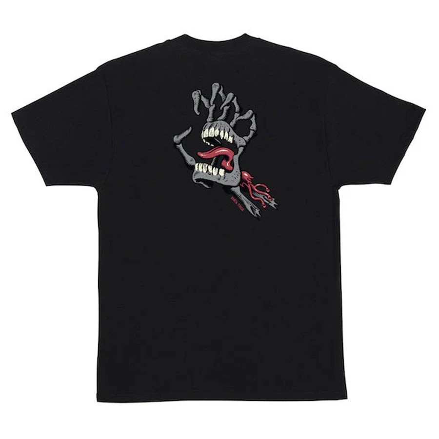 Santa Cruz SCREAMING BONE HAND CRUZ Skateboard T Shirt BLACK