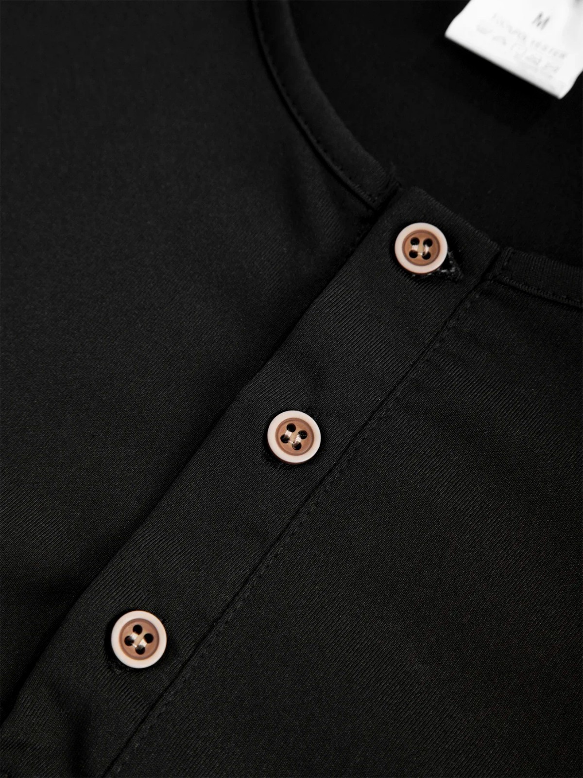 Men Long Sleeve Breathable Henley Button Tee Quick Dry Slim Fit Casual Top Gift