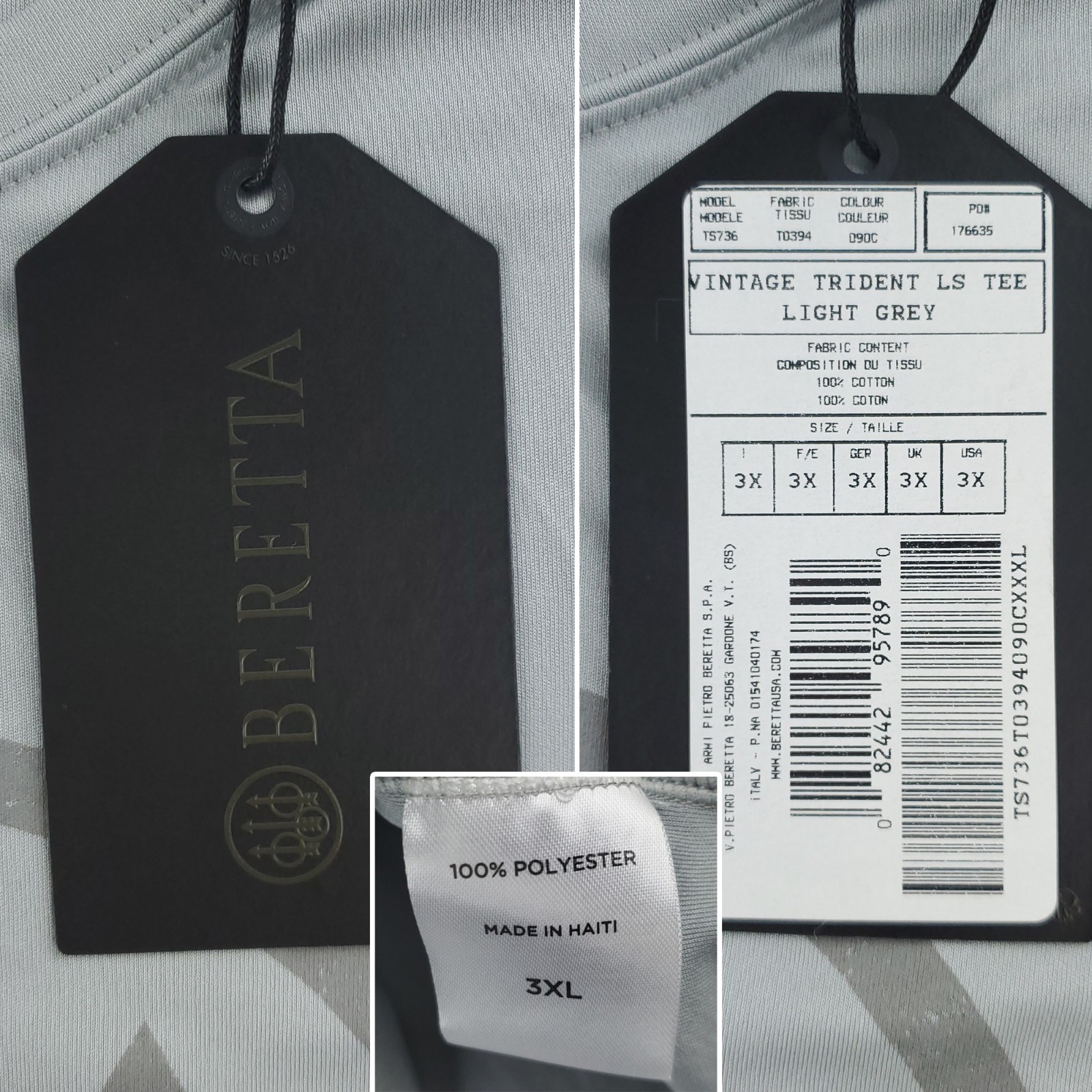 Beretta Shirt Trident Lightweight Stretch Athleisure Long Sleeve Men’s 3XL NWT