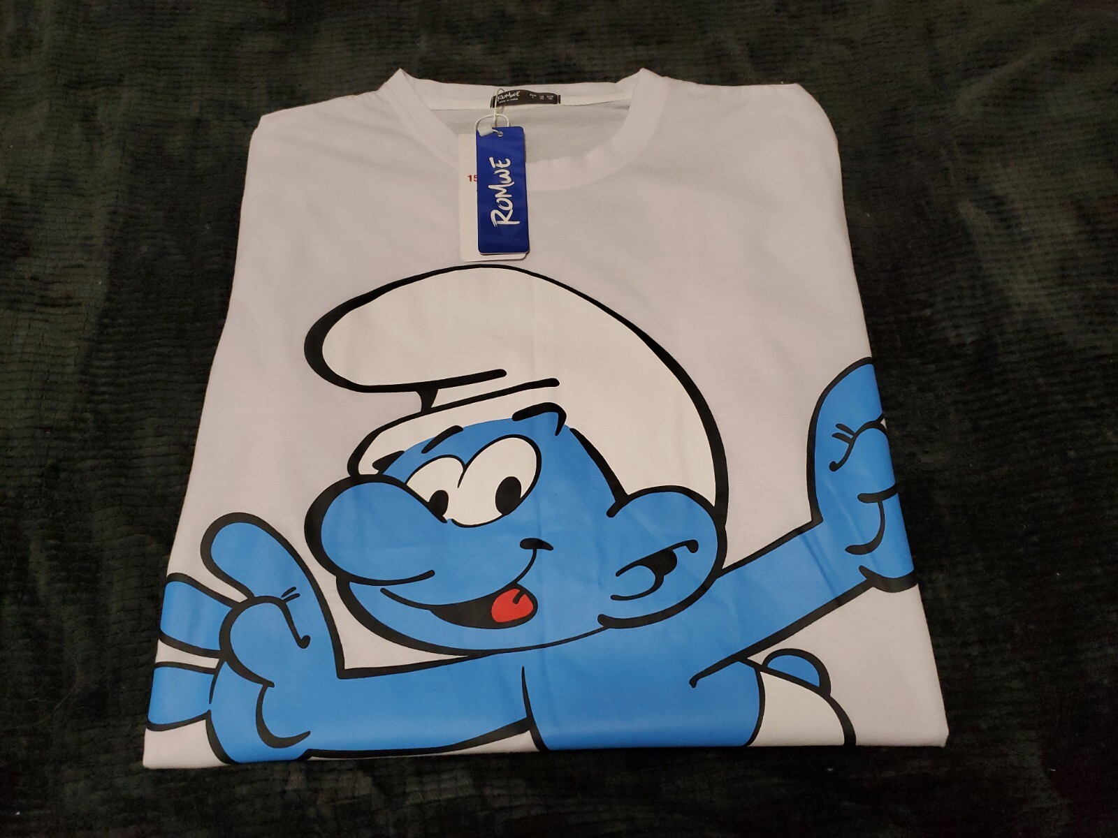 NEW SMURFS × Romwe White Short Sleeve Peyo Tshirt SZ Large