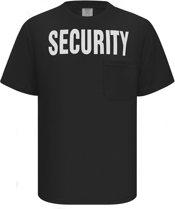 Men’s Security Uniform Shirt Guard Work Event Staff Black Tee Top