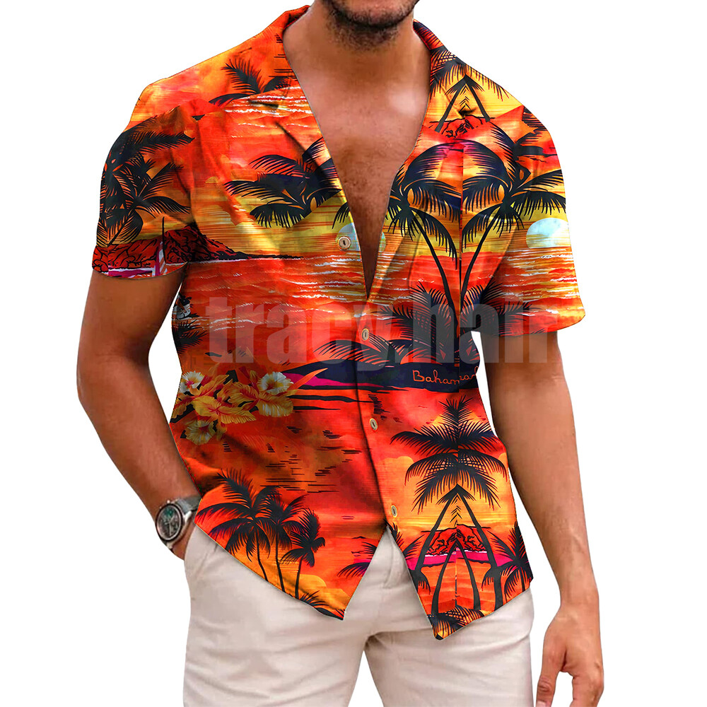 Men’s Hawaiian Floral Shirts Casual Button Down Tropical Holiday Beach Soft Tee