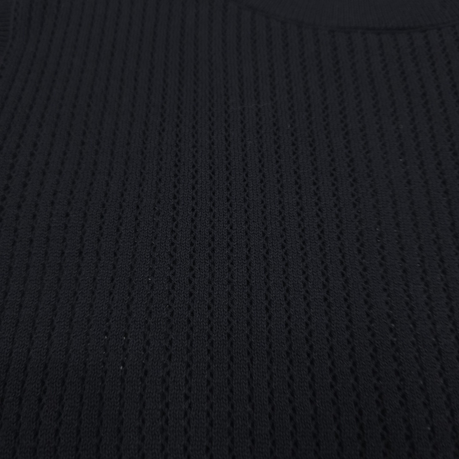 NN07 Huxley Tank Top Mens XL Black Cotton Open Knit Ribbed Collar Cotton