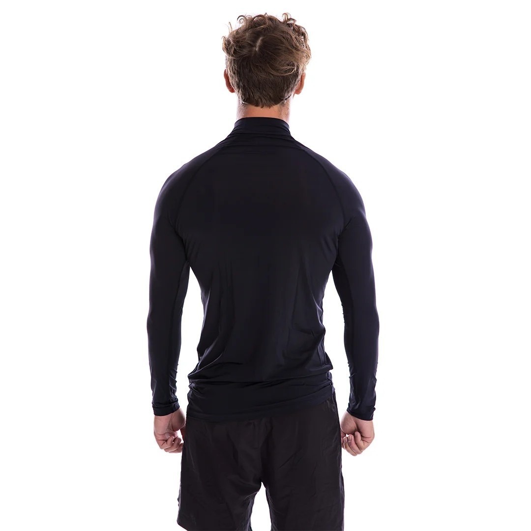 SPArms Men High Neck Sun Protection Body Shirt Size Large UPF 50+ Black Outdoor