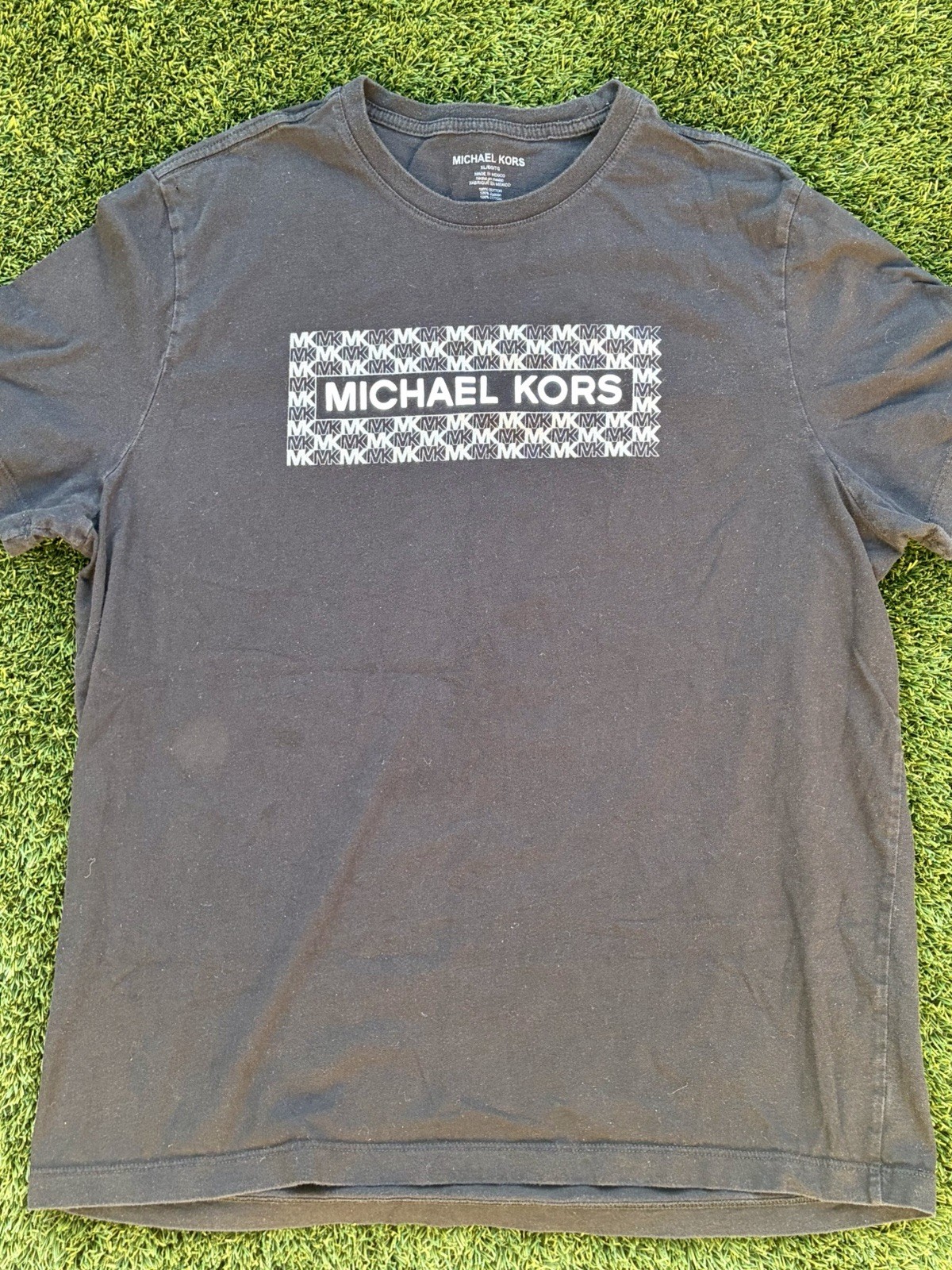 Men’s Michael Kors Shirt Black With Logo Short Sleeve XL Used