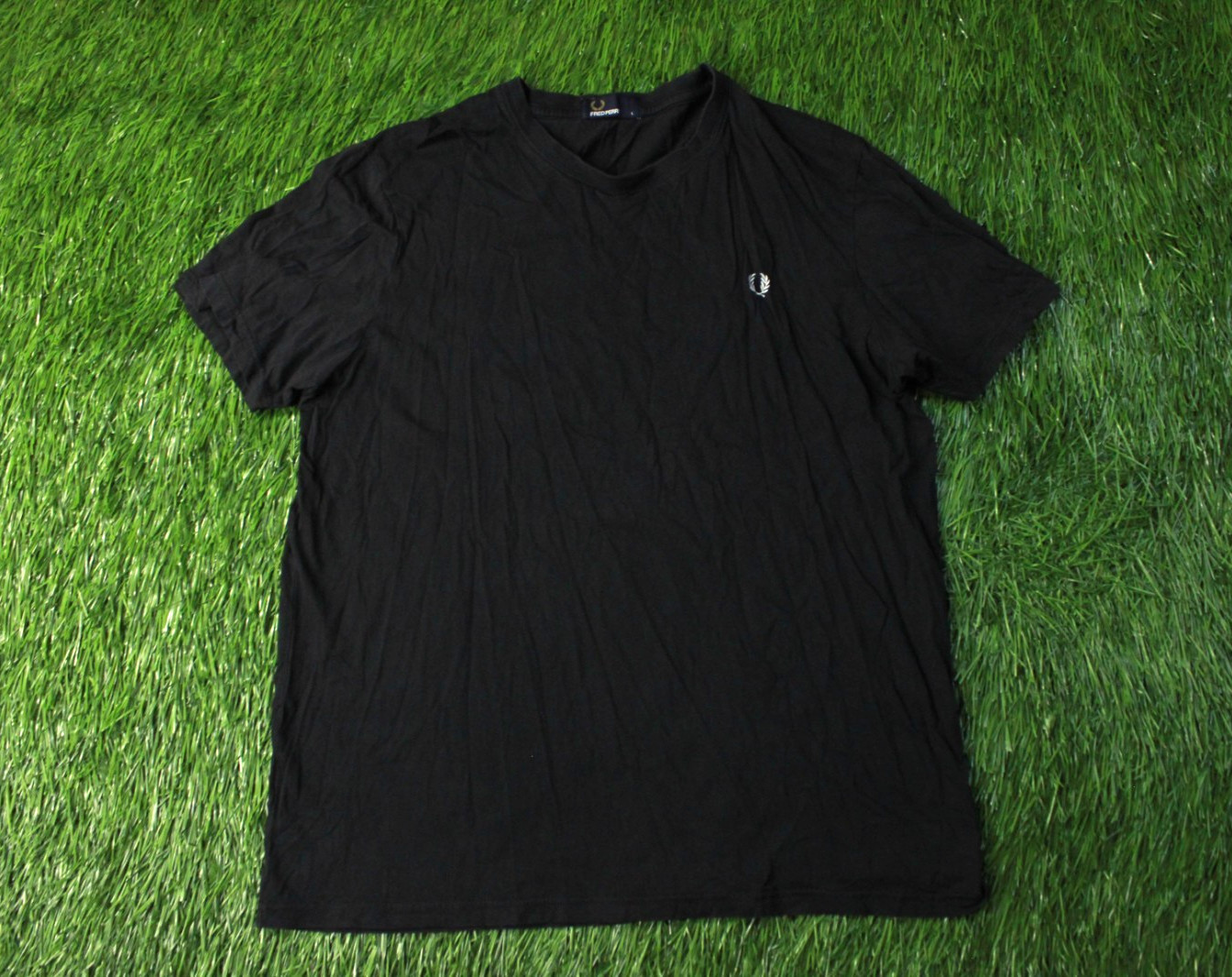 FRED PERRY ORIGINAL MEN CASUAL SHORT SLEEVE SHIRT T-SHIRT JERSEY SIZE L LARGE
