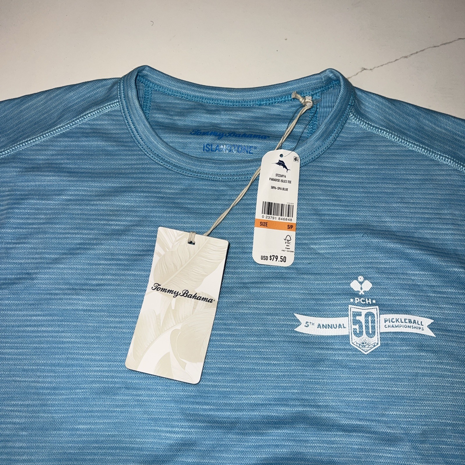 Tommy Bahama T Tee Shirt Paradise Isles Performance Spa Blue Small