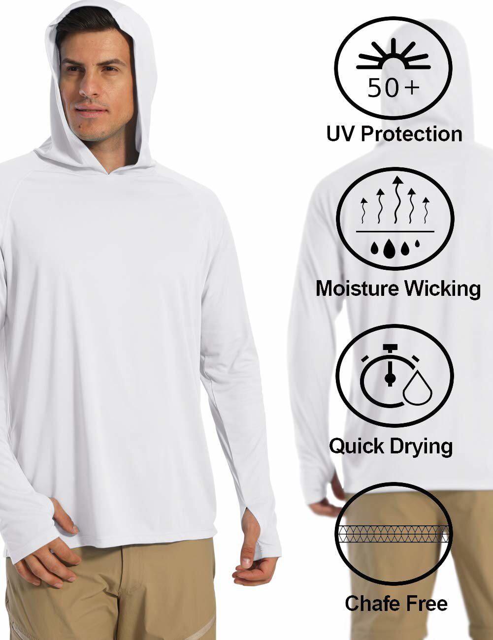 UPF50+ Men’s Long Sleeve Sun Skin Protection T-Shirts Outdoor Fishing Hoodies