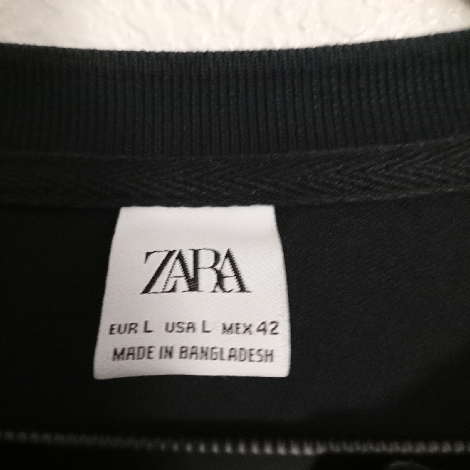 Zara 1/4 Zip T-Shirt Mens Large Black Short Sleeve Casual Top