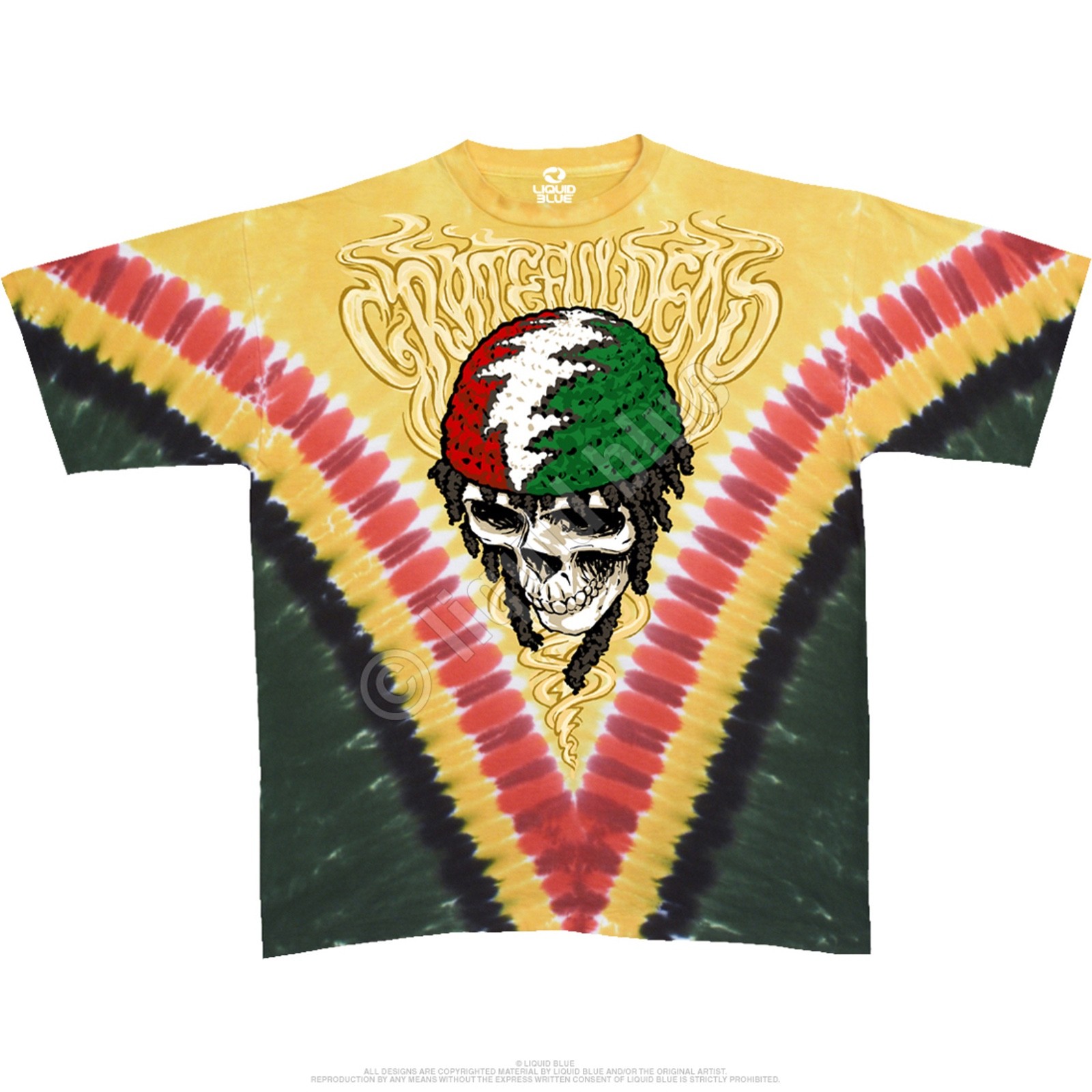 GRATEFUL DEAD-RASTA DEAD V DYE-2 Sdd TIE DYE T-SHIRT M-L-XL-XXL,6X Garcia,Lesh
