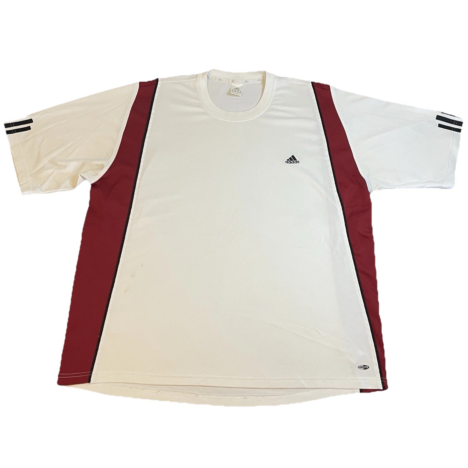Adidas Climalite T-Shirt Men’s XL White/Red 3 Stripes Athletic Exercise Running