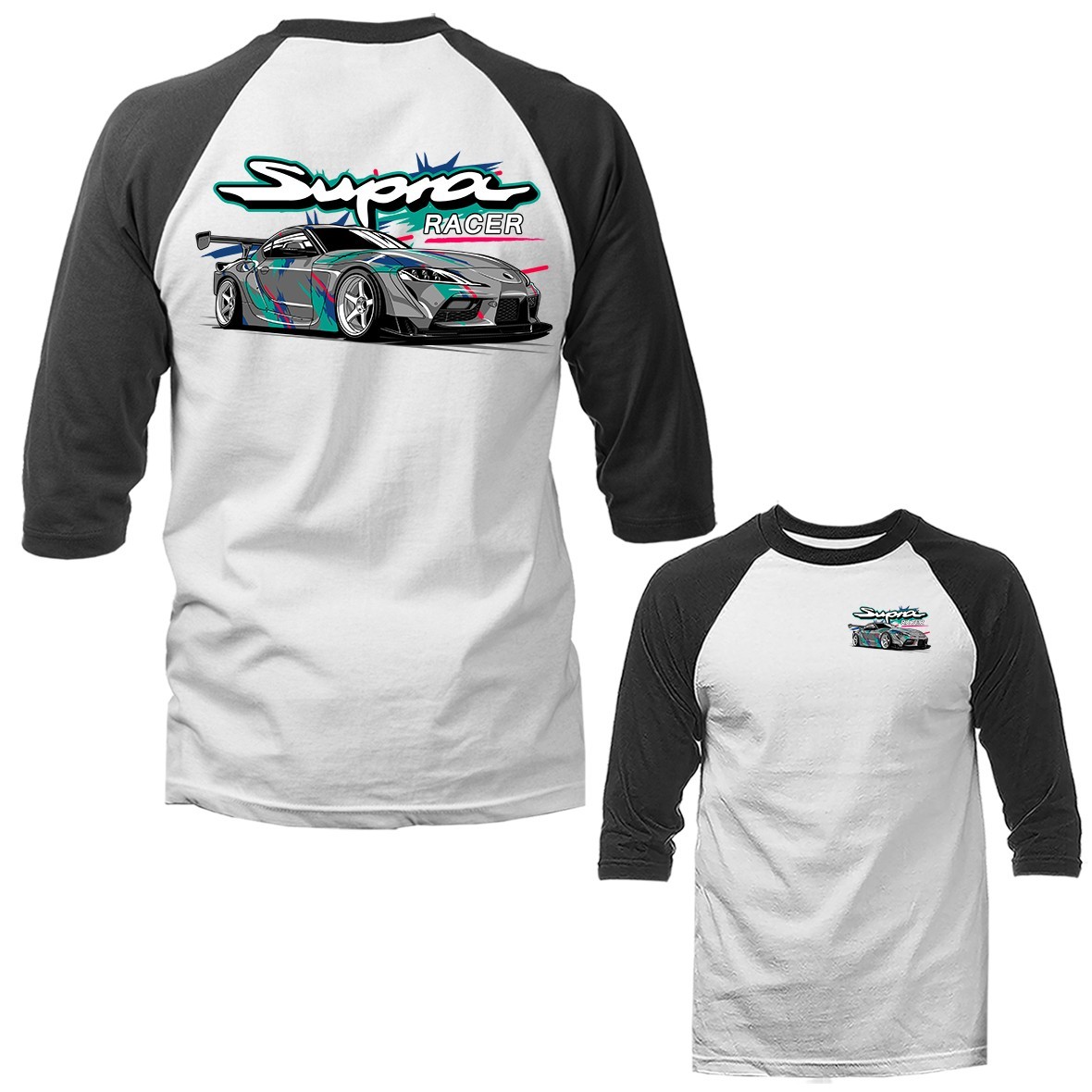 Supra Racer Imported Tuned Custom JDM Sports Car 3/4 Sleeve Raglan