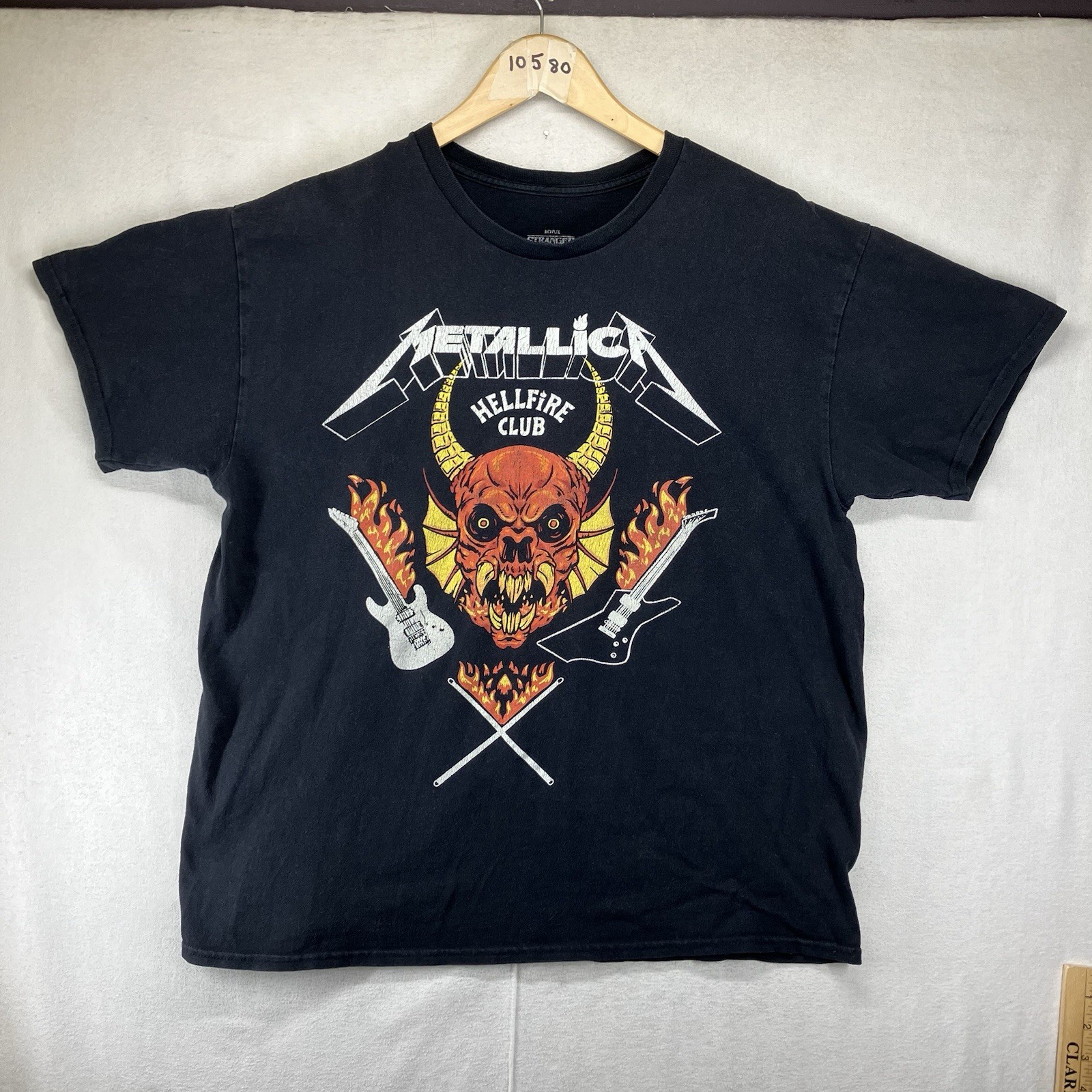 Stranger Things X Metallica Size M 100% Cotton Black Shirt Hellfire Club