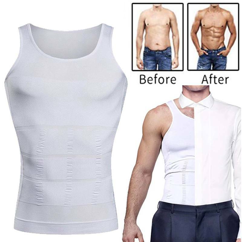 MEN SLIMMING BODY SHAPER BELLY TUMMY CONTROL COMPRESSION VEST SHIRT UNDERWEAR UK