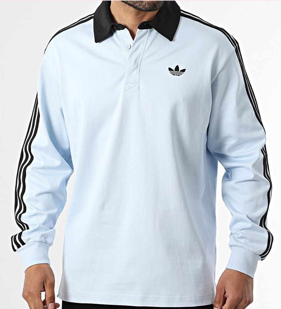 NEW MEN’S ADIDAS ORIGINALS 3 STRIPES RUGBY POLO SHIRT ~ SIZE LARGE #KE2445