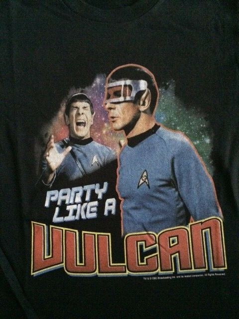 Star Trek Mr Spock Black T-shirt New Licensed Party Like a Vulcan 60’s Likeness
