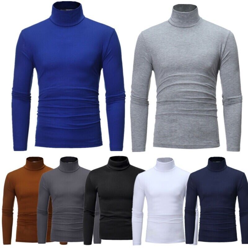 Men Top Stand Collar Pullover Sport Tops Long Sleeve Shirt Fitness Blouse Warm