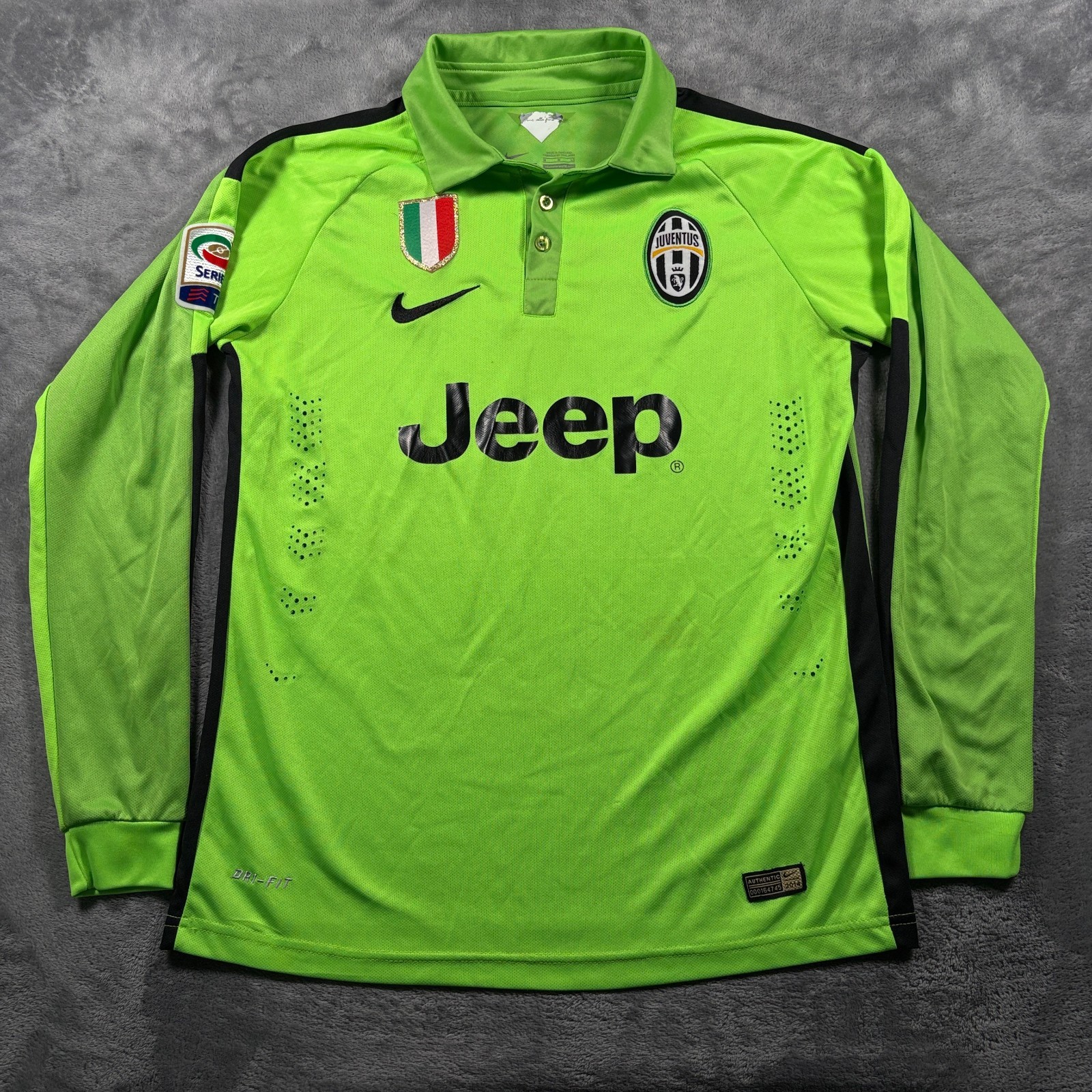 2014-15 Juventus FC Jersey Mens Medium Green J.NARVAEZ #7 Nike Football UEFA
