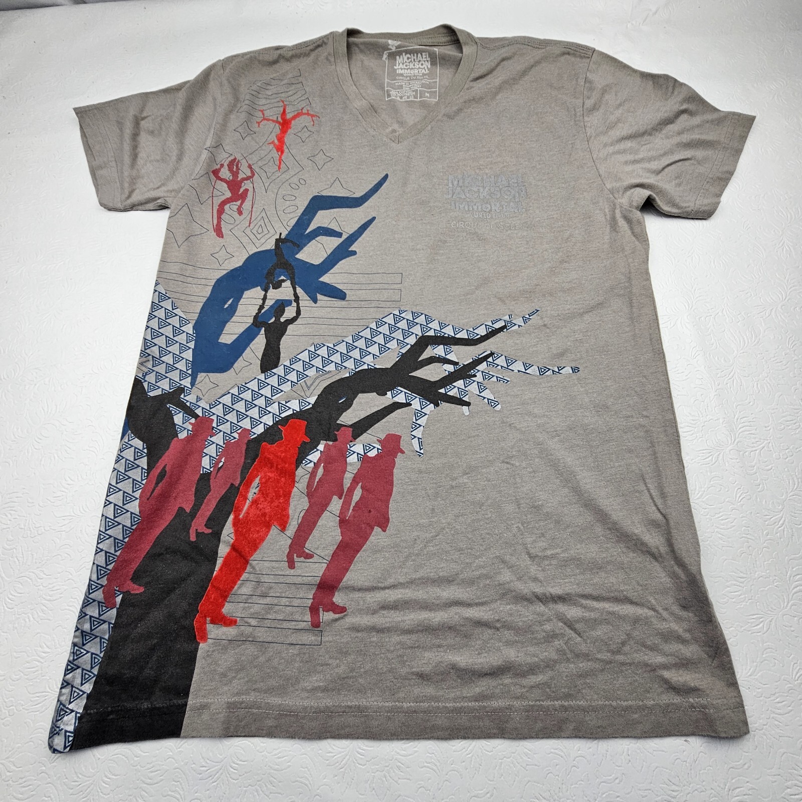 Michael Jackson Immortal Tour T-Shirt Size Med Grey Grafic Print Pit To Pit 19in